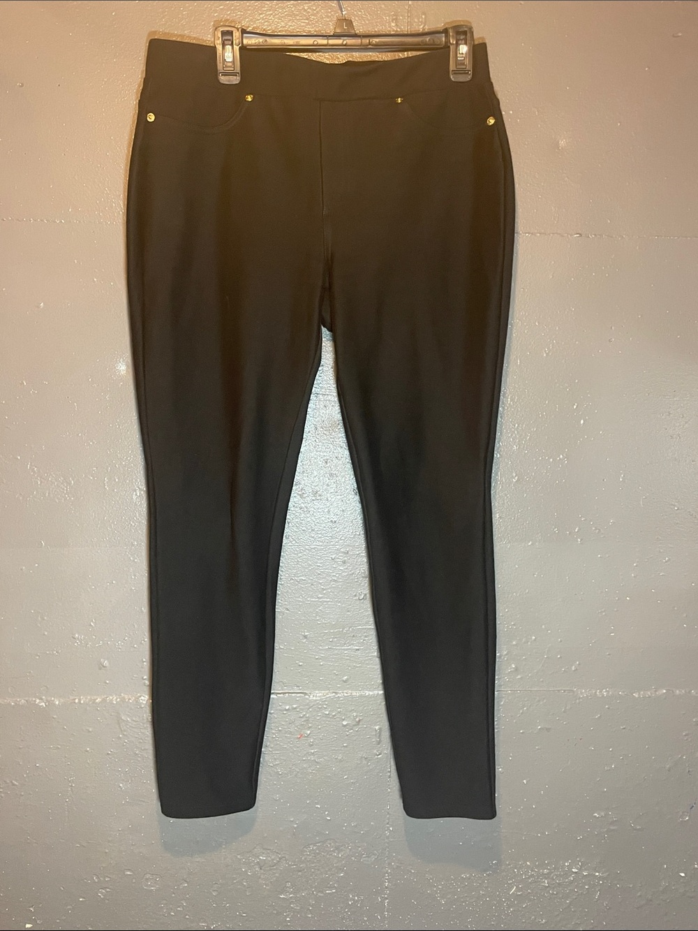 Michael Kors Black Ponte Slim Pants with Gold Label